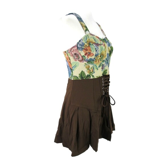 Cider Floral Patchwork and Brown Skirt Mini Dress - Picture 10 of 10